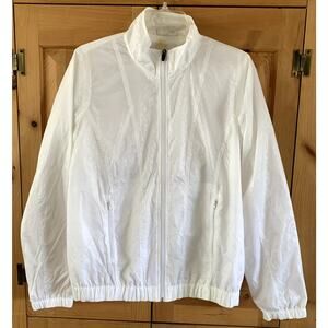 White Windbreaker Imprint Fabric Women's Size L?